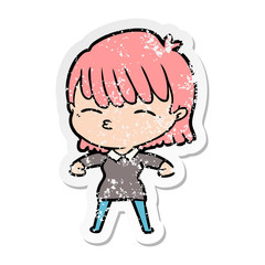 distressed sticker of a cartoon woman