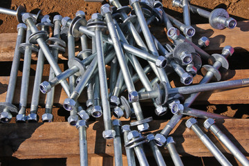 Bolted connection on the construction site. Metal. Connection.