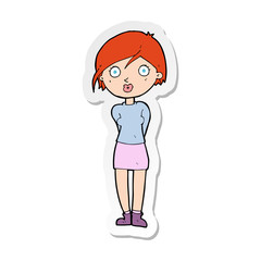 sticker of a cartoon surprised girl