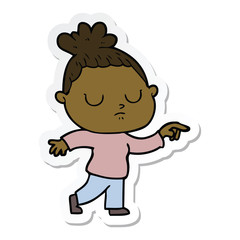 sticker of a cartoon calm woman