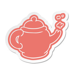 cartoon sticker of a blue tea pot