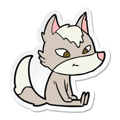 sticker of a friendly cartoon wolf