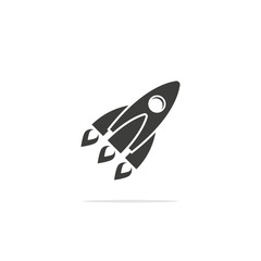Fototapeta premium Monochrome vector illustration of rocket icon isolated on white background.