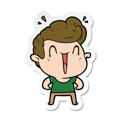 sticker of a cartoon happy man