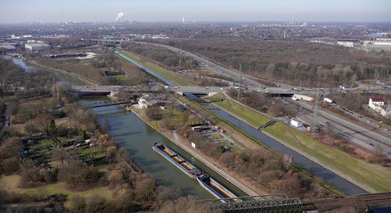 Aussicht auf Oberhausen, Duisburg und Bottrop vom Gasometer Dach
