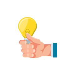 hand with light bulb isolated icon