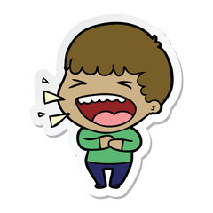 sticker of a cartoon laughing man