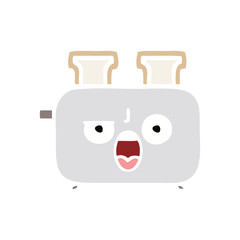 flat color retro cartoon of a toaster