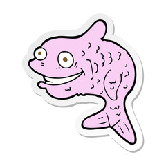 sticker of a cartoon happy fish