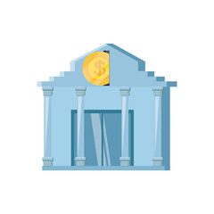 bank building with coin isolated icon