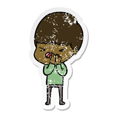 distressed sticker of a cartoon stressed man