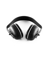 black headphones isolated on white background