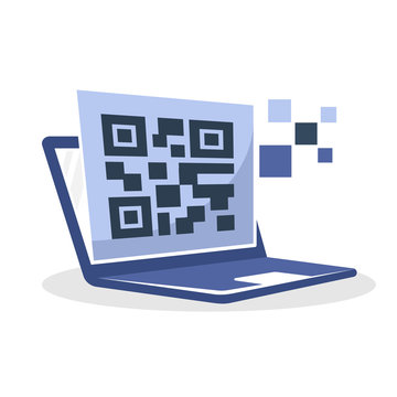 Vector illustration icon with the online QR code generator service concept
