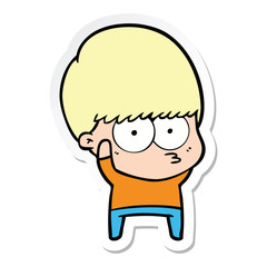 Obraz premium sticker of a nervous cartoon boy
