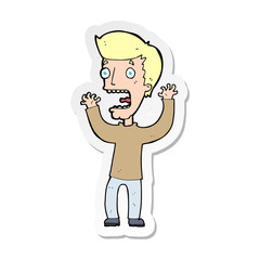 sticker of a cartoon frightened man