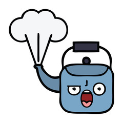 cute cartoon steaming kettle