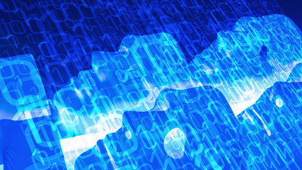 Cyber security and artificial intelligence concept, loading computer data