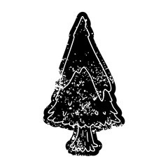 grunge icon drawing single snow covered tree