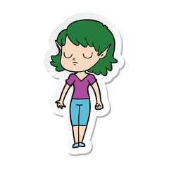 sticker of a cartoon elf girl
