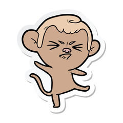 sticker of a cartoon annoyed monkey