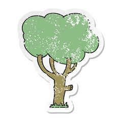 distressed sticker of a cartoon tree