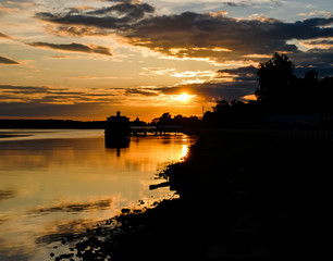 Summer sunset in the small russian town