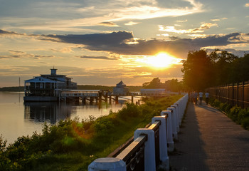 Summer sunset in the small russian town