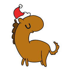christmas cartoon of kawaii horse