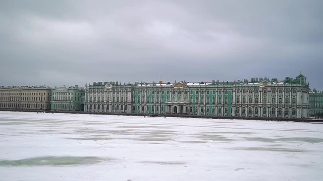 Palace embankment an State Hermitage museum winter palace.
