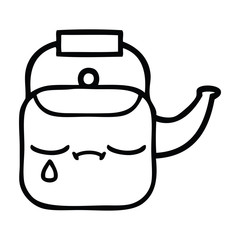 line drawing cartoon kettle