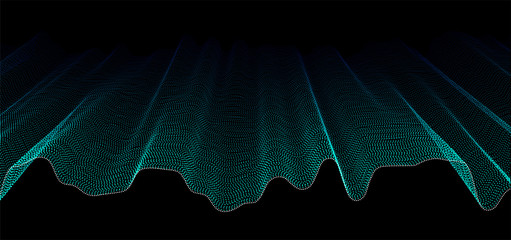 Dark background with subtle abstract waves from lines of different colors. Cover or background for presentation.