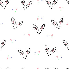 Cute easter bunny icon seamless pattern