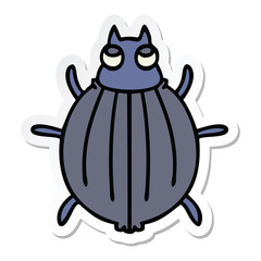 sticker of a quirky hand drawn cartoon beetle