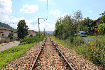 Railway. The surroundings of the town of Tryavna (Bulgaria)