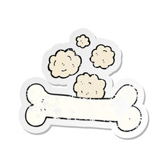 retro distressed sticker of a cartoon bone