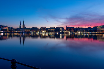 Fototapeta premium Hamburg, Germany at sunset
