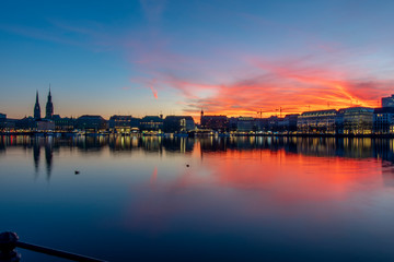 Hamburg, Germany at sunset
