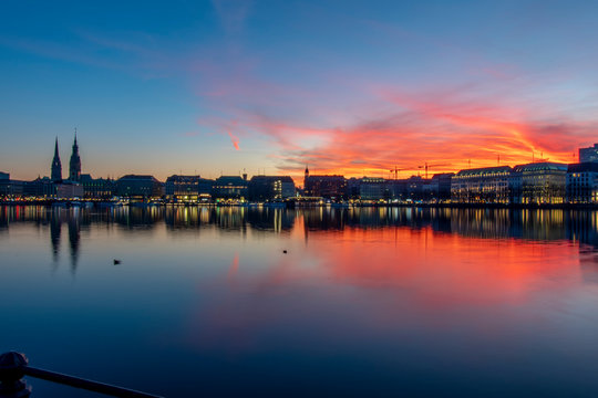 Hamburg, Germany at sunset