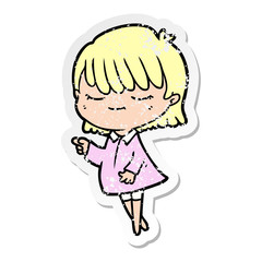 distressed sticker of a cartoon woman