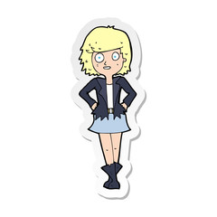 sticker of a cartoon girl in jacket