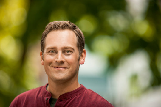 Man smiling.