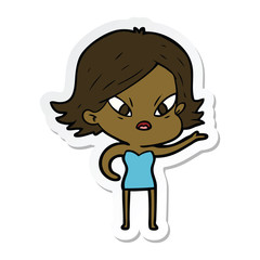 Obraz premium sticker of a cartoon stressed woman