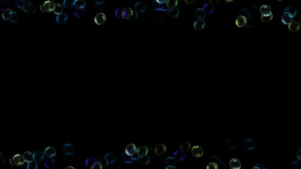 Background with a variety of multi-colored translucent soap bubbles.