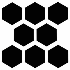 Black hexagons on white background