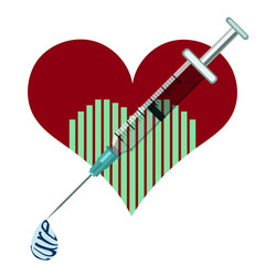 Medical needle, graph in heart, serum, cure syring