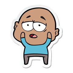 sticker of a cartoon tired bald man