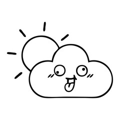 line drawing cartoon sun and cloud
