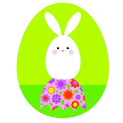  cute Easter bunny sitting on floral egg