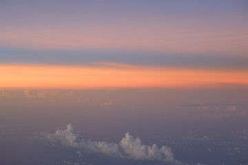 magical sunset over the clouds