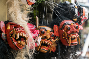 Traditional wooden balinese masks